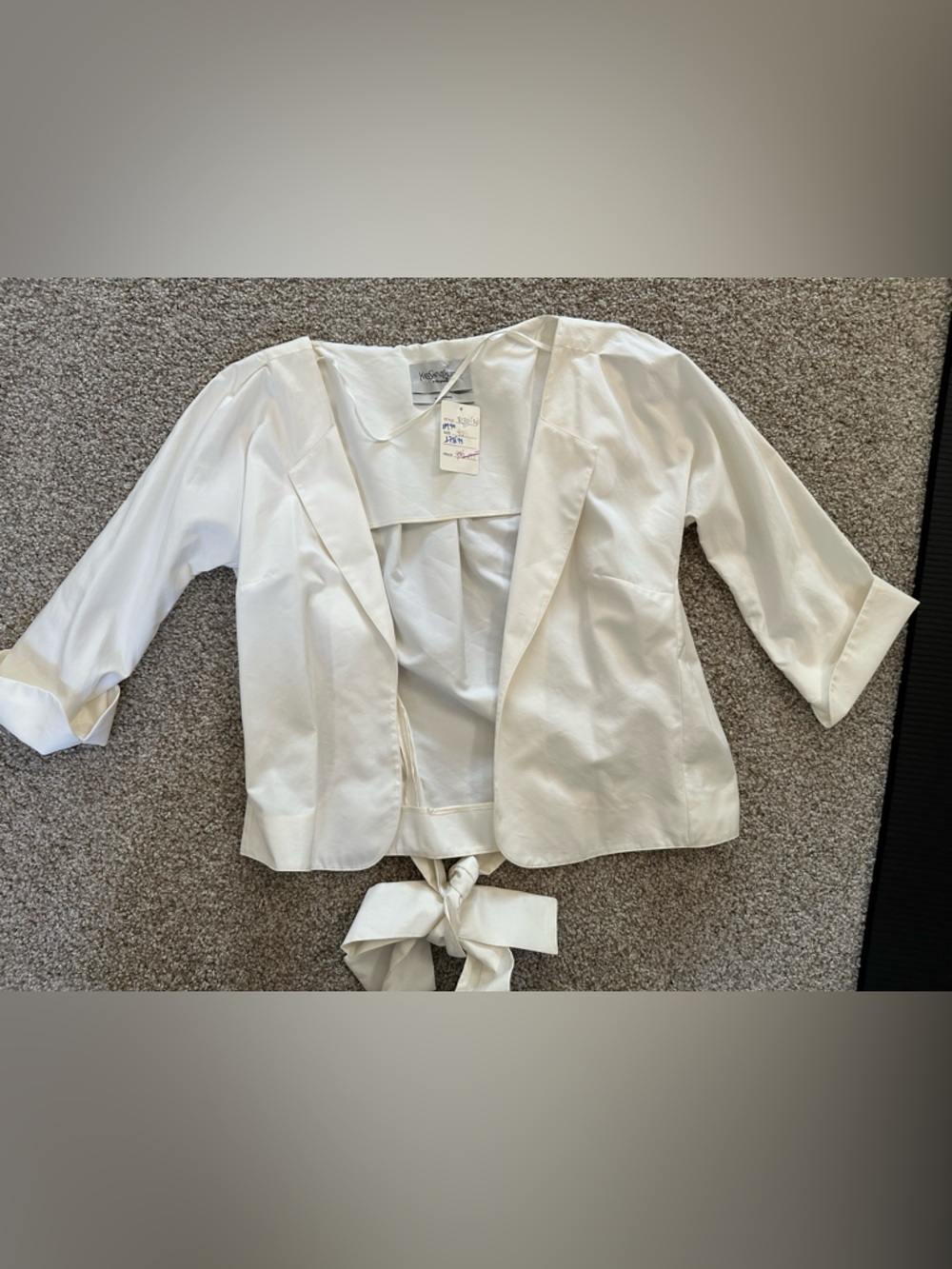 Vintage Yves Saint Laurent Rive Gauche Ivory Wrap Blouse / Jacket Size 40